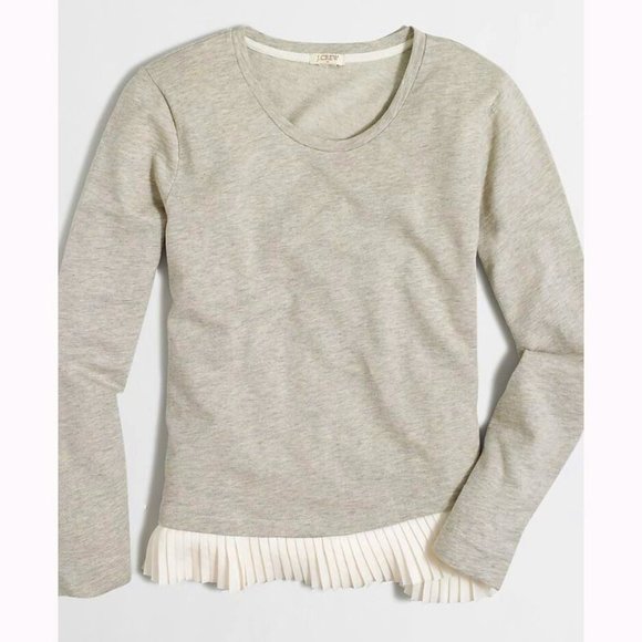 🆕 J. Crew Women's Heather Stone Champagne Ruffle-Hem Sweatshirt - Picture 1 of 10